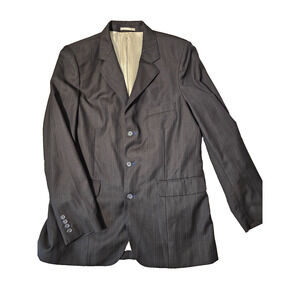 Sean John Mens Suit Jacket Blazer Navy Blue Pinstripes Wool Blend Size XL